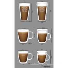 different sizes food grade OEM personalized double wall layer drinking set glass mug for coffee wine milk juice tea manufacturer